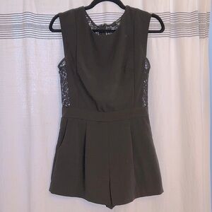 🚩SOLD🚩 Black Romper w/ Lace Inset, Black